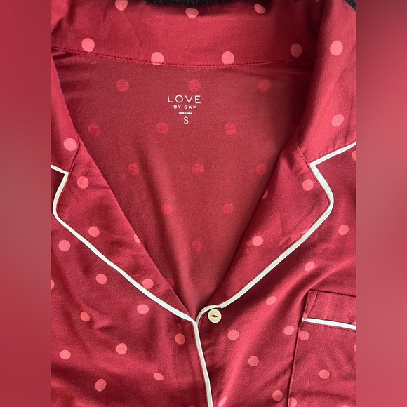 NWT Gap Luxe Soft Pajama Top Size S Red Polka Dot Luxe Sleep shirt Cozy & Chic - Picture 8 of 8